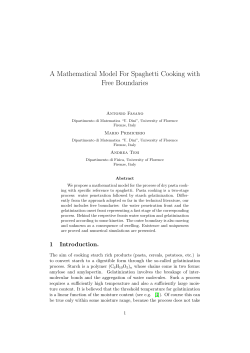 A Mathematical Model For Spaghetti Cooking with Free Boundaries