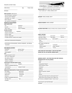 PEDIATRIC HISTORY FORM Childs Name Age Today`s date ______