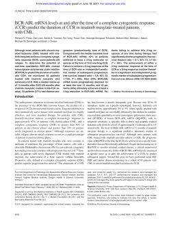 BCR-ABL mRNA levels at and after the time of a complete