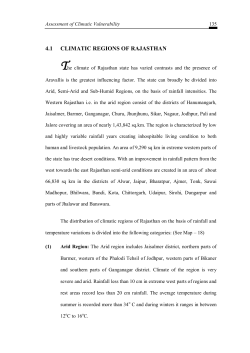 4.1 CLIMATIC REGIONS OF RAJASTHAN