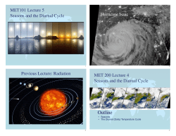 Lecture 4 Seasonal and Diurnal Cycle