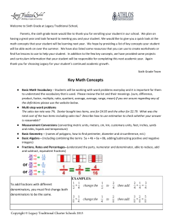 Key Math Concepts - Legacy Traditional School