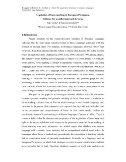 Acquisition of focus marking in European Portuguese
