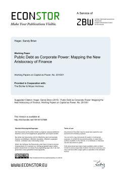 Public Debt as Corporate Power: Mapping the New Aristocracy of