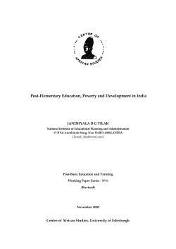 Post-Elementary Education, Poverty and Development in India