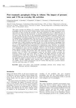 Post traumatic paraplegics living in Athens: The impact of