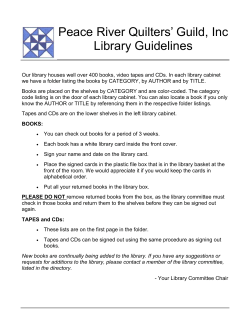 Peace River Quilters` Guild, Inc Library Guidelines