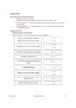 SOLUTIONS Apples cost half as much as bananas