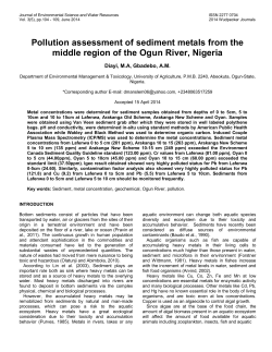Pollution assessment of sediment metals from the middle region of