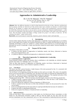 Approaches to Administrative Leadership