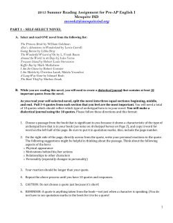 PreAP Freshman English Summer Assignment