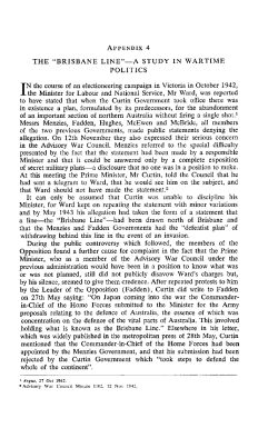 APPENDIX 4 THE "BRISBANE LINE"&mdash;A STUDY IN WARTIM E