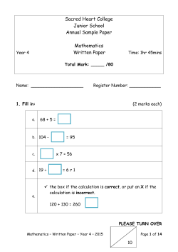 Maths ANNUAL Sample (written) - Sacred Heart College Foundation