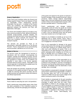 APPENDIX 2 1 (6) WAREHOUSING SERVICES PRODUCT TERMS