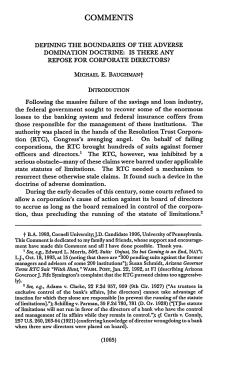 Defining the Boundaries of the Adverse Domination Doctrine: Is