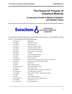 The Fitness for Purpose of Analytical Methods