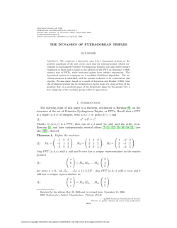 THE DYNAMICS OF PYTHAGOREAN TRIPLES 1. Introduction The