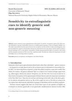 Sensitivity to extralinguistic cues to identify generic and non