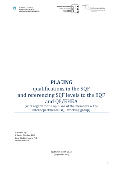 PLACING qualifications in the SQF and referencing SQF levels to