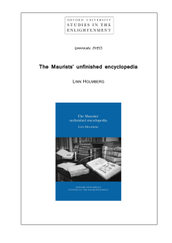 The Maurists` unfinished encyclopedia - WebLearn