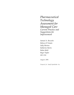 Pharmaceutical Technology Assessment for Managed Care