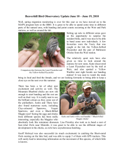 Beaverhill Bird Observatory Update June 10