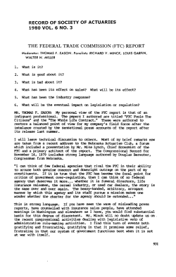 The Federal Trade Commission (FTC) Report
