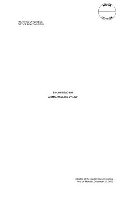 PROVINCE OF QUEBEC CITY OF BEACONSFIELD BY