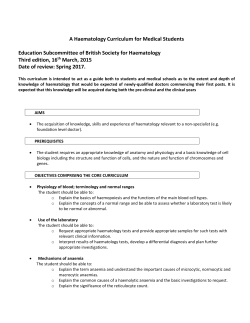 Curriculum Summary - British Society for Haematology