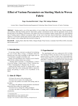 Effect of Various Parameters on Starting Mark in Woven Fabric