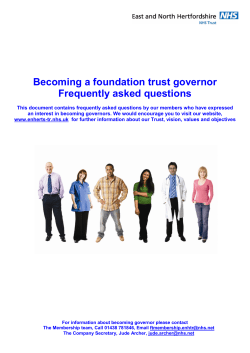 Becoming a foundation trust governor Frequently asked questions