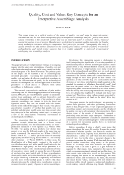 Quality, Cost and Value: Key Concepts for an Interpretive