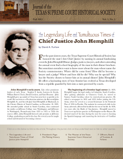 Journal of the Texas Supreme Court Historical Society, Vol. 1, No. 1