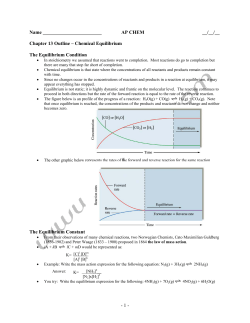 - 1 - Name AP CHEM __/__/__ Chapter 13 Outline