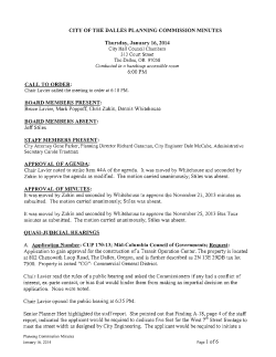 CITY OF THE DALLES PLANNING COMMISSION MINUTES
