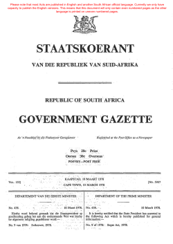 Sugar Act - South African Government