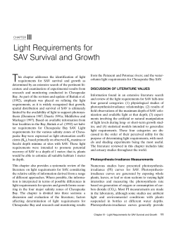 Light Requirements for SAV Survival and Growth