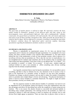 KINEMATICS GROUNDED ON LIGHT