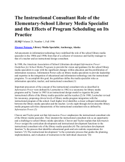 The Instructional Consultant Role of the Elementary