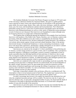 Ronald Davis Oral History Collection on the Performing