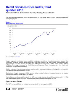 Retail Services Price Index, third quarter 2016