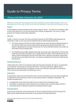 Guide to Privacy Terms - Department of Environment, Land, Water