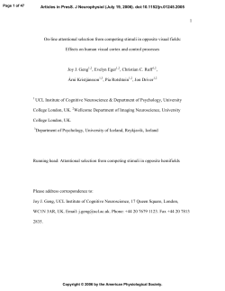 1 On-line attentional selection from competing stimuli in opposite