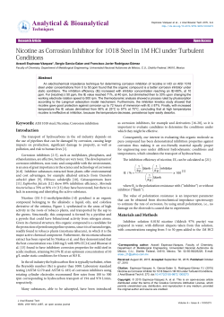 Nicotine as Corrosion Inhibitor for 1018 Steel in 1M HCl under
