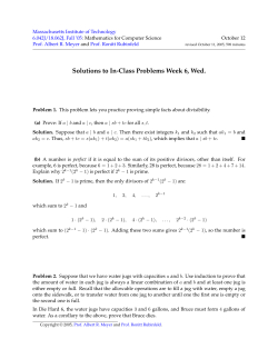 Solutions to InClass Problems Week 6, Wed.