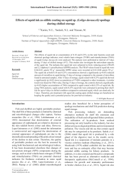 Effects of squid ink as edible coating on squid sp.