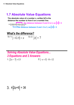 1.7 Absolute Value Equations