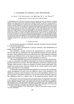 A Synthesis of Poverty Line Definitions