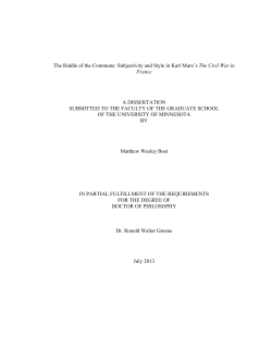 The Riddle of the Commune: Subjectivity and Style in
