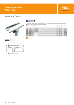 Technical data sheet Pipe systems Quick pipe T piece